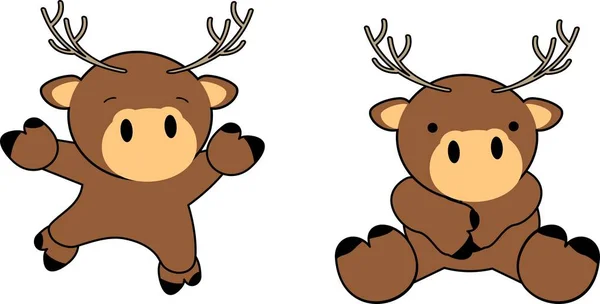 Sweet baby deer cartoon set — стоковый вектор