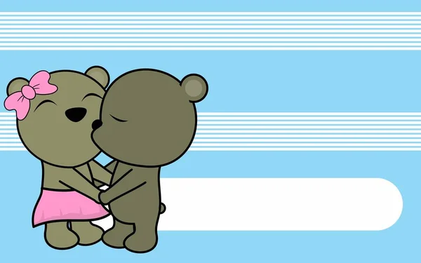 Cinta manis bayi laki-laki dan perempuan berciuman dengan latar belakang kartun harimau - Stok Vektor