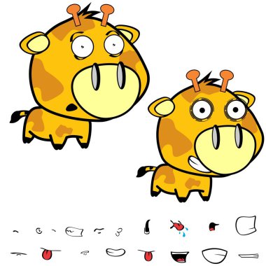 funny little big head giraffe expressions set1 clipart