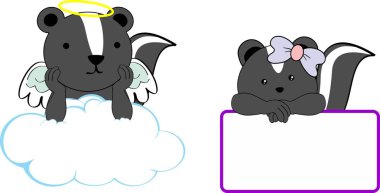 sevimli küçük melek ve kız bebek çizgi film boşaltmak kokarca