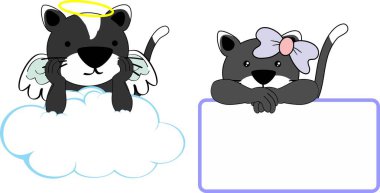 sevimli küçük melek ve kız kedi bebek çizgi film boşaltmak