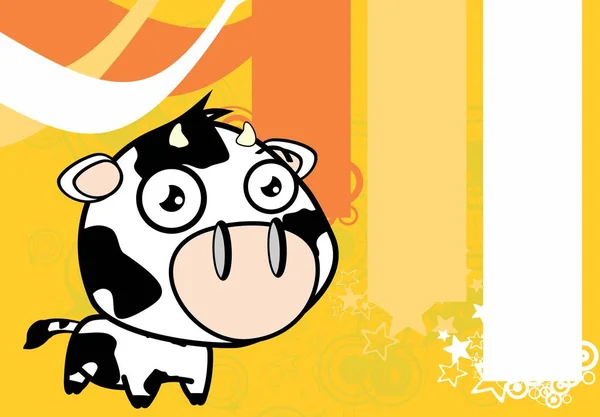 Drôle petite grosse tête vache expression background2 — Image vectorielle