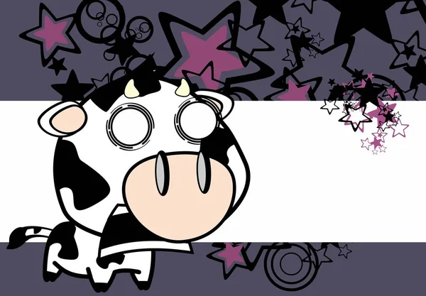 Drôle petite grosse tête vache expression background4 — Image vectorielle