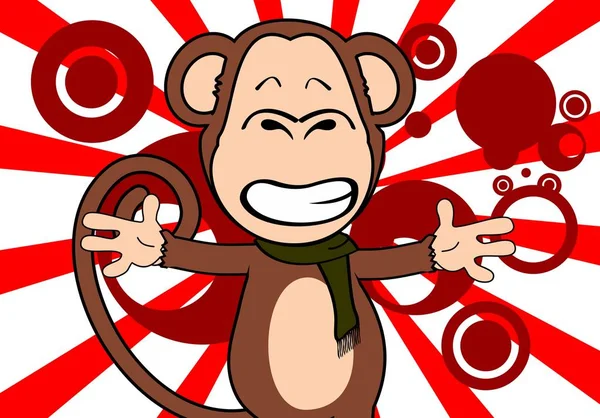 幸せな猿式漫画背景 — ストックベクタ