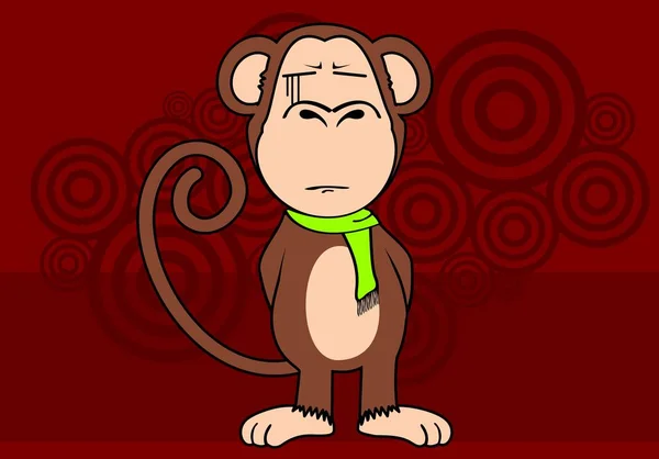 Grave singe expression dessin animé fond — Image vectorielle