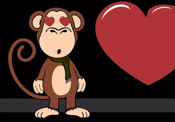 Inlove Monkey Ausdruck Karikatur Hintergrund — Stockvektor