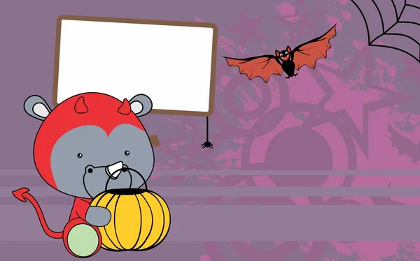 Mignon bébé rhino dessin animé Halloween costume fond — Image vectorielle
