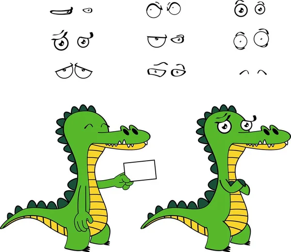 Divertido cocodrilo expresiones de dibujos animados set5 — Vector de stock