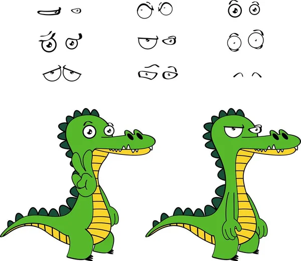 Drôle alligator dessins animés expressions set0 — Image vectorielle