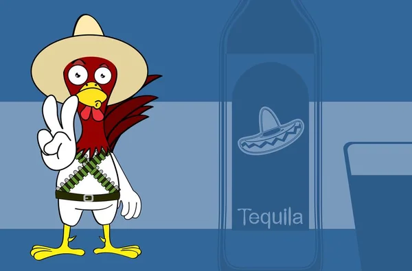 Grappige kip Mexicaans expressies cartoon overzicht5 — Stockvector