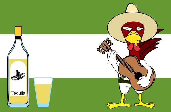 Flirty pollo messicano espressioni cartoni animati sfondo — Vettoriale Stock
