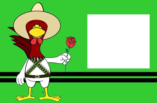 Rosa pollo mexicano expresiones dibujos animados fondo — Archivo Imágenes Vectoriales