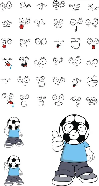 足球足球头孩子表情卡通套 — 图库矢量图片