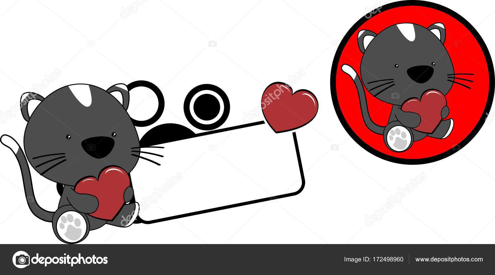 Coeur De Dessin Animé Pour Le Chat Mignon Beau Bébé Ensemble