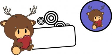 Şirin Bebek güzel geyik karikatür kalp ayarlama etiketi