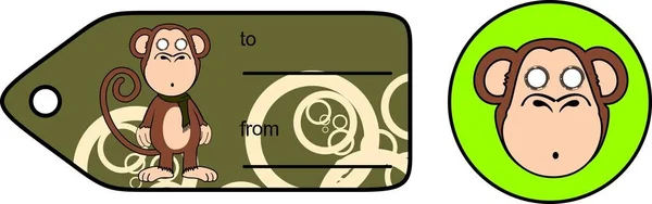Αστεία Πιθήκου Χιμπατζή Έκφραση Giftcard Κινουμένων Σχεδίων Διανυσματική Μορφή Είναι — Διανυσματικό Αρχείο