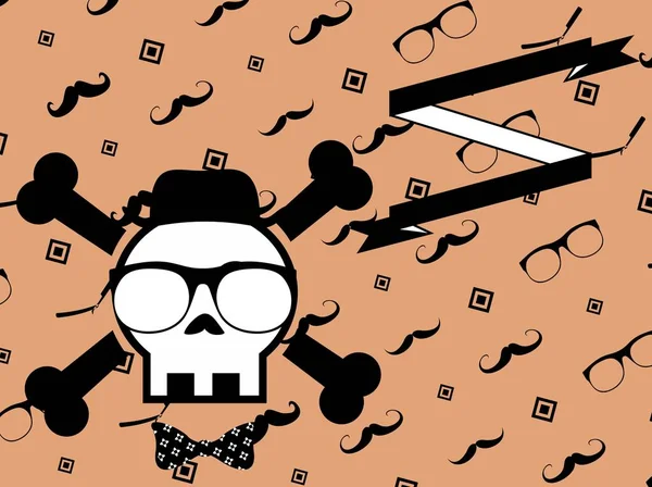 Hipster style cartoon skull background5 — Stock Vector