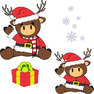 Tatlı küçük bebek geyik Noel Baba kostüm set çizgi film