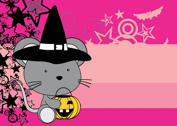 可爱的小老鼠卡通万圣节服装背景 — 图库矢量图片