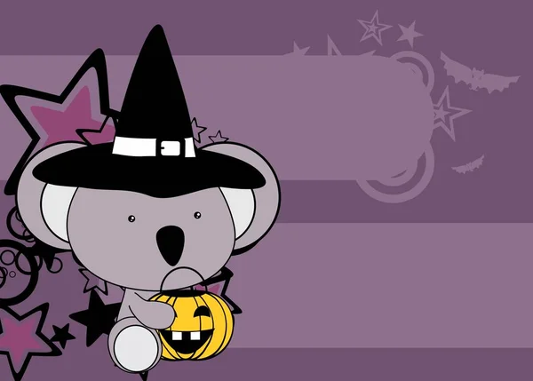 Mignon petit bébé koala dessin animé Halloween costume fond — Image vectorielle