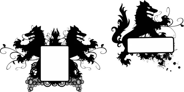 Heráldico negro lobo tatuaje copyspace set9 — Vector de stock