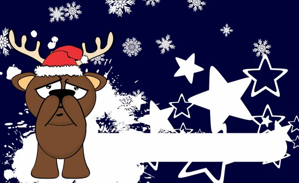 Weihnachten Kleines Rentier Cartoon Weihnachtsmann Hut Hintergrund Vektorformat — Stockvektor