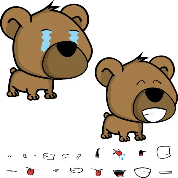 可爱的小大头宝宝泰迪熊表达 set2 — 图库矢量图片