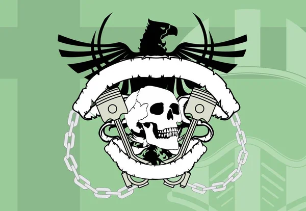 Racer chopper skull tattoo insignia background6 — Stock Vector