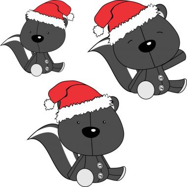 Xmas oturup bebek kokarca çizgi film Noel Baba şapkası set Vektör formatında 