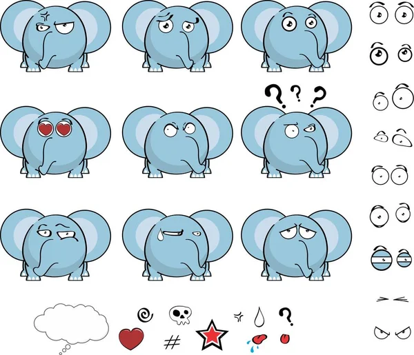 Mignon Bébé Ballon Petit Éléphant Dessins Animés Expressions Ensemble Dans — Image vectorielle