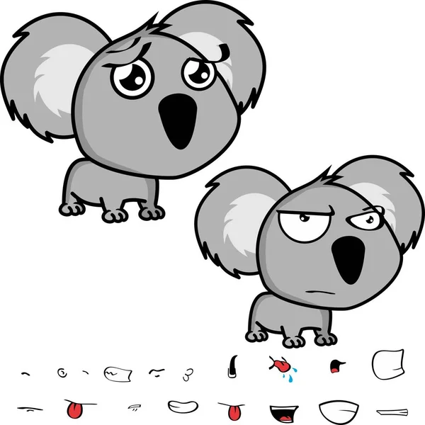 Mignonne Petite Grosse Tête Bébé Koala Expressions Mis Format Vectoriel — Image vectorielle