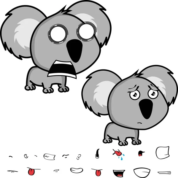 Mignonne Petite Grosse Tête Bébé Koala Expressions Mis Format Vectoriel — Image vectorielle