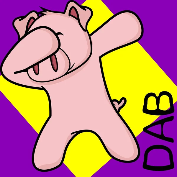 Dab Dabbing Pose Pig Kid Cartoon Vector Format Very Easy — Stock Vector