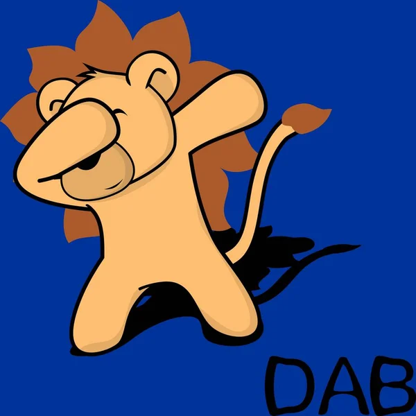 Dab Dabbing Pose Leão Criança Desenho Animado Formato Vetorial Muito — Vetor de Stock