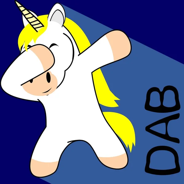 Dab Dabbing Pose Unicorn Kid Cartoon Vector Format Very Easy — Stock Vector