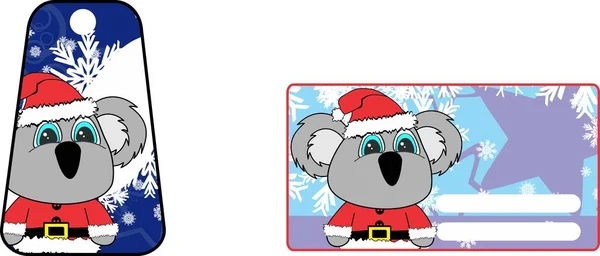 Vánoční Roztomilé Koaly Clauss Kostým Kreslený Dárkovou Kartu Vektorovém Formátu — Stockový vektor