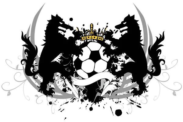 Heraldikai Fekete Wolf Tetoválás Foci Futbol Címer Vektoros Formátum Igazi — Stock Vector