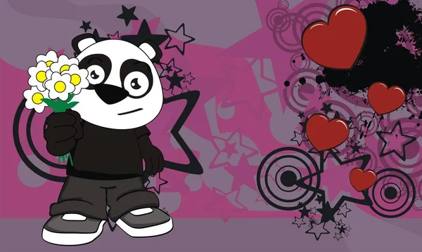 Grappig Beetje Mollig Kind Panda Bear Cartoon Expressie Achtergrond Vector — Stockvector