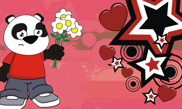 Grappig Beetje Mollig Kind Panda Bear Cartoon Expressie Achtergrond Vector — Stockvector