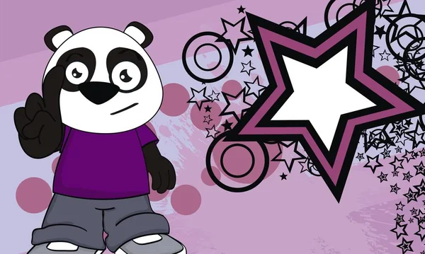 Funny Little Chubby Kid Panda Bear Cartoon Expression Background Vector — Stock Vector