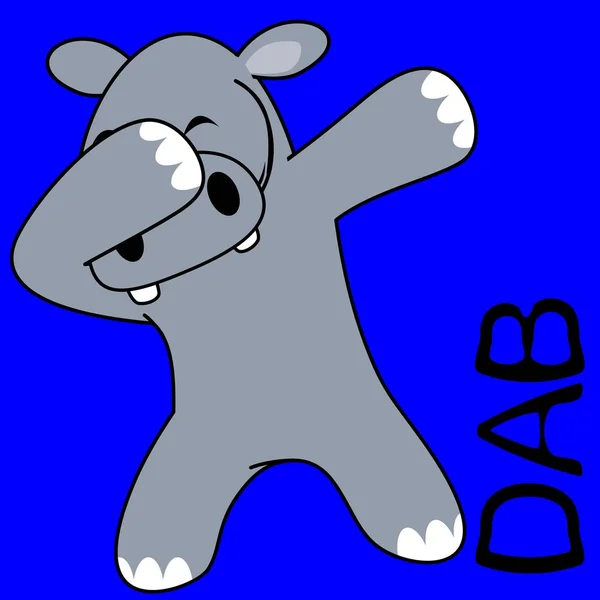Dab Dabbing Pose Hippo Kid Cartoon Vector Format Very Easy — Stock Vector