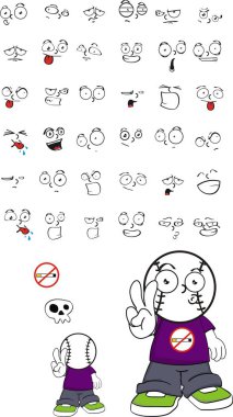 komik küçük çocuk beyzbol kafa ifadeleri küme vektör biçiminde düzenlemek çok kolay 