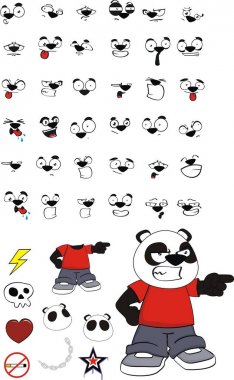 sevimli küçük çocuk ayı panda ifadeleri küme vektör biçiminde düzenlemek çok kolay 