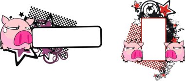 sevimli küçük domuz karikatür top tarzı boşaltmak vektör biçiminde düzenlemek çok kolay ayarla