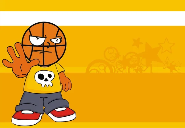 Funny Sporty Baloncesto Cabeza Niño Fondo Dibujos Animados Formato Vectorial — Archivo Imágenes Vectoriales