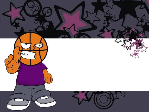 Funny Sporty Basketball Head Kid Cartoon Background Vector Format Very — Stock Vector