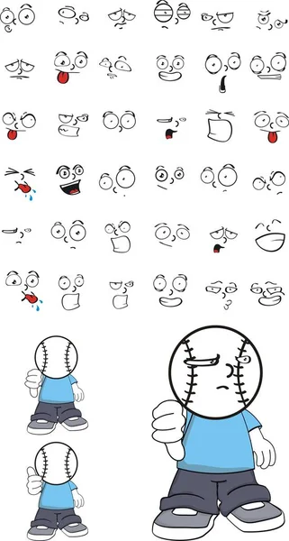 有趣的小男孩棒球头表达式设置为矢量格式非常容易编辑 — 图库矢量图片