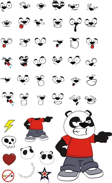可爱的小熊猫熊表达式设置矢量格式很容易编辑 — 图库矢量图片