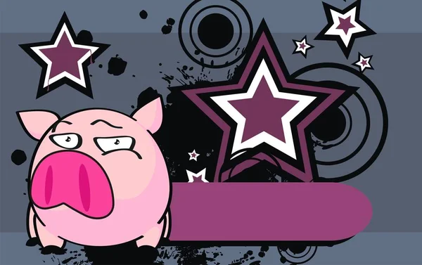 Mignon Bébé Balle Cochon Dessin Animé Expression Fond Dans Format — Image vectorielle