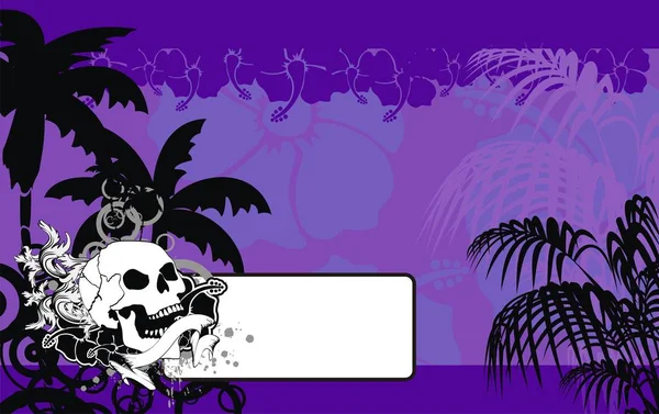 Summer Tropical Skull Copyspace Hawaiian Background Vector Format Very Easy — Stock Vector